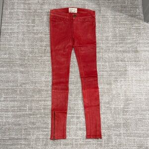 Current Elliott leather red Women genuineleather Jeans pant ankle zipper size 23